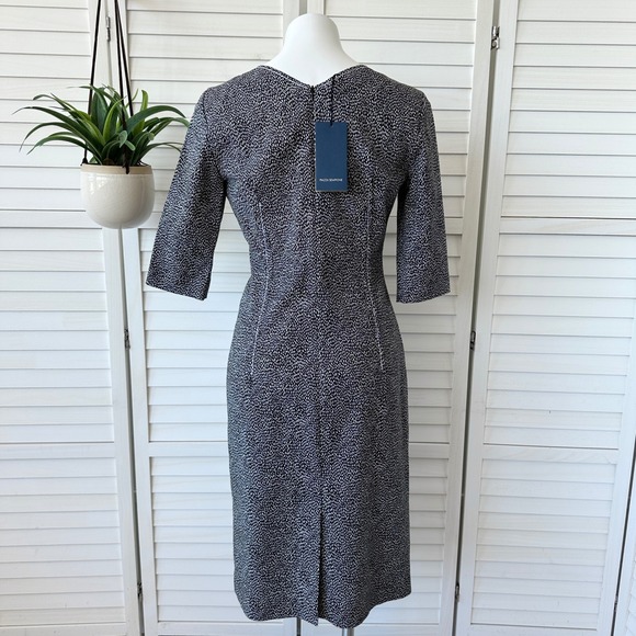 New Piazza Sempione Italy Sheath Dress Black White Polka Dot Size 44 IT US 8 - Picture 4 of 10